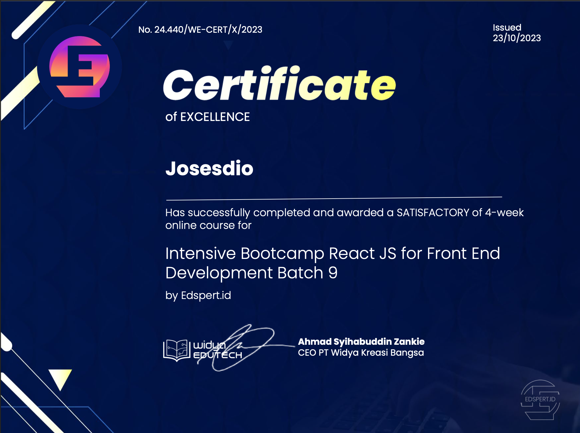 Intensive Bootcamp React JS for Front End Development